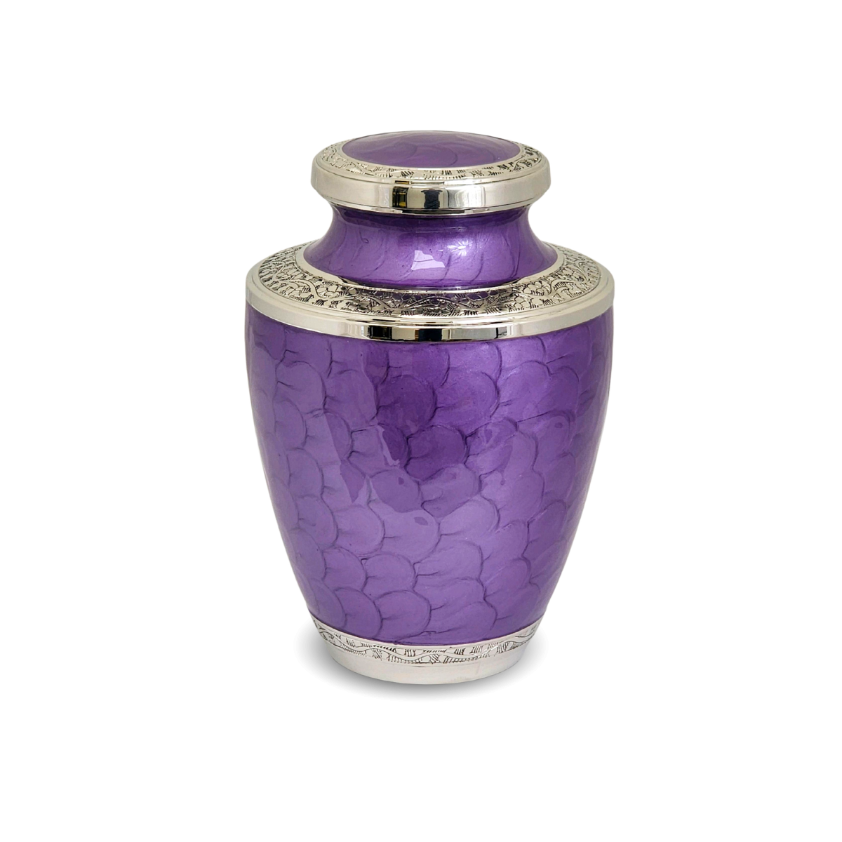 Purple Floral Adult Brass Urn